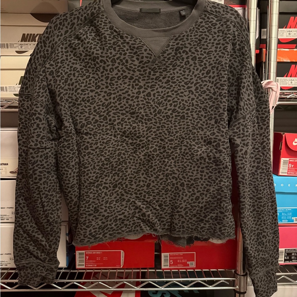 ATM Anthony Thomas Melillo Gray Leapard Print Sweater